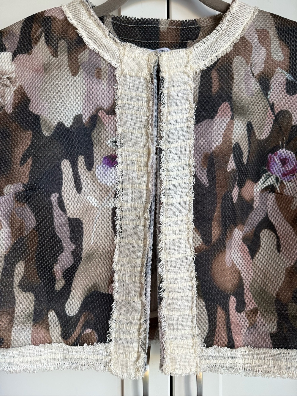 Angela Mele Milano Italian Floral Tweed Cropped Jacket 44/M - Picture 7 of 11